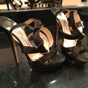 Jimmy Choo black & gold heels